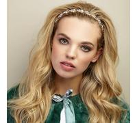 QueenMee Accessories Vintage Headband in Crystal Elasticated - Gold