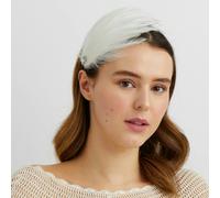 QueenMee Accessories White Fascinator Headband with Feathers
