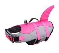 Queenmore Adjustable Dog Swimming Vest, Large Pet Life Jacket Shark Fin, Ripstop Pet Preserver With Rescue Handle, for Swimming,Kayaking,Boating,Border Collie, Pitbull, Labrador,2XL
