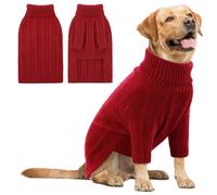 Queenmore Christmas Dog Jumper, Cozy & Stretchy Pet Sweater for Labrador, Golden Retriever, Border Collie (Red, XL)