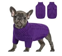 Queenmore Dachshund Jumper Small Knitting Dog Jumper Turtleneck Knitted Sweater Cat Jumper Dog Clothes Outfit For Dachshund Chihuahua Sausage Dog Bulldog Yorkie, Purple, S