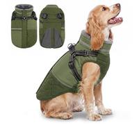 Queenmore Dog Coats Waterproof, Dog Jacket Zipper Closure, Green, L | Pet Jackets With Built-In Harness, Comfortable For Indoor Wear & Outdoor Adventures, Fit Labrador Golden Retriever