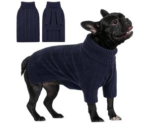 Queenmore Dog Jumper Medium Size, Cozy & Stretchy French Bulldog Jumper for Dachshund, Jack Russell, Beagle, Schnauzer, Sausage Dog (Navy, M)