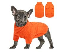 Queenmore Dog Jumper Medium, Warm Stretchy Turtleneck Pet Sweater for Dachshund, Sausage Dog, French Bulldog, Whippet, Greyhound (Orange,M)