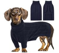 Queenmore Dog Jumper Small, Blue Turtleneck Long Sleeve Dog Sweater for Yorkshire, Poodle, Cockapoo, Pomeranian (Navy, S)