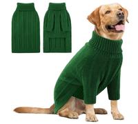 Queenmore Dog Jumper XL, Turtleneck Long Sleeve Pullover for Labrador, Golden Retriever, Border Collie (Green, XL)