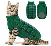 Queenmore Dog Jumper XS Knitted Puppy Pullover (Green, XS) | High-Neck Collar, Soft Stretchy Clothes fits Kitten,Chihuahuas, Yorkshire Terriers for Daily Walks In Cold Winter Weather