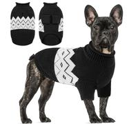 Queenmore Dog Jumpers Large Knitted Dachshund Jumper Turtleneck Dog Sweater Warm Stretchy Knitwear Fleece Jumper Chihuahua Dachshund Sausage Dog Cat Clothes Pet Winter Outfit, Black, Large