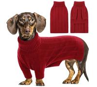 Queenmore Dog Jumpers Small, Knitted Turtleneck Dog Christmas Outfit for Yorkshire, Poodle, Cockapoo, Pomeranian (Red, S)