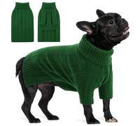 Queenmore Dog Sweaters for Medium Dogs Girls Boys,Soft Dog Sweater Christmas,Turtleneck Pullover Pet Sweaters Knitwear Outfit for Holiday,Knitted Soft Thick Warm Sweater for Bulldog,Dachshund(Green,M)