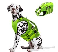 Queenmore Dog Swimming Vest, Reflective Life Jackets Large, Adjustable Dog Life Vest With Rescue Handle, Ripstop Preserver For Sausage,Corgi,French Bulldog,Pug,Pitbull (Green, XL)