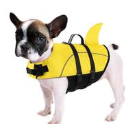 Queenmore Large Dog Life Jacket, Dog Life Vest for Swimming, Cute Shark Life Vest with Rescue Handle/Leash Hook, Safety Dog Lifevests for Boating/Kayaking, Pet Life Jackets for Big Dogs (Yellow,L)