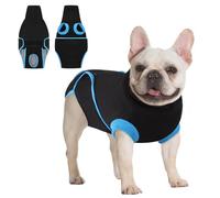 Queenmore Recovery Suit for Dogs After Surgery, Breathable Pet Recovery Suit Abdominal Wounds Bandages,Dog Anxiety Calming Vest with Ear Muffs, Black,XS