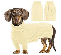 Queenmore Small Dog Jumper, Knitted Turtleneck Puppy Jumper for Yorkshire, Poodle, Cockapoo, Pomeranian (Light Apricot, S)