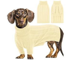 Queenmore Small Dog Jumper, Knitted Turtleneck Puppy Jumper for Yorkshire, Poodle, Cockapoo, Pomeranian (Light Apricot, S)