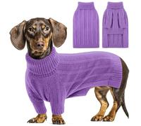 Queenmore Small Dog Jumpers, Turtleneck Long Sleeve Sweater for Yorkshire, Poodle, Cockapoo, Pomeranian (Purple, S)