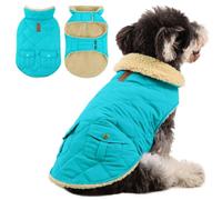 Queenmore Waterproof Dog Coat - Adjustable Warm Fleece Pet Jacket for Dachshund, French Bulldog, Greyhound, Whippet, Corgi, for Outdoor Activities, LightBlue, L