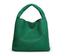 Queenoris Fashion Woven Purse for Women Top-handle Shoulder Bag Soft Summer Hobo Tote Bag, Forest Green