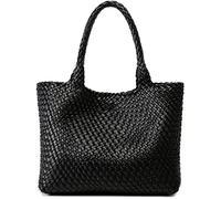 Queenoris Women's 1135 Woven Tote, Shoulder, HOBO Bag, Black
