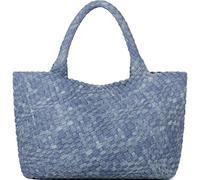 Queenoris Woven Bag for Women, Fashion Top Handle Shoulder Bag Vegan Leather Shopper Bag Large Travel Tote Bag, Denimblue, M