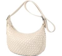 Queenoris Woven Crescent Sling Bags, Vegan Leather Small Shoulder Bag Crossbody Bag Trendy Hobo Purses with Adjustable Strap, Beige, Refined and Elegant