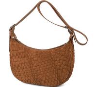 Queenoris Woven Small Crescent Bags for Women, Vegan Leather Shoulder Bag Trendy Crossbody Purses with Adjustable Strap, Brown-suede