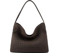 Queenoris Woven Suede Bag for Women, Top Handle Shoulder Bag Vegan Leather Hobo Bag Summer Travel Tote Bag Satchel for Work, Coffee, Leisure