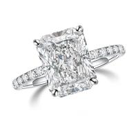 QUEENOU Engagement Rings for Women Rectangle Cut 3ct Cubic Zirconia Wedding Rings 925 Sterling Silver with 18K White Gold Plated Promise Rings for Her (Size 5-9), 8, Silver, Cubic Zirconia