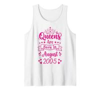 Queens are Born in August 2005 21st Birthday Women Girls Tank Top
