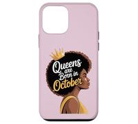 Queens are Born in October Afro Woman Power Words Black Case for iPhone 12 mini