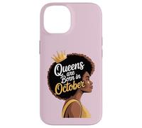 Queens are Born in October Afro Woman Power Words Black Case for iPhone 14