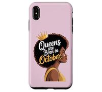 Queens are Born in October Afro Woman Power Words Black Case for iPhone XS Max
