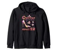 Queens Are Born On April 12, 12th April Birthday Zip Hoodie