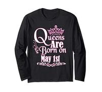 Queens Are Born On May 1st Taurus Gemini Womens Birthday Long Sleeve T-Shirt