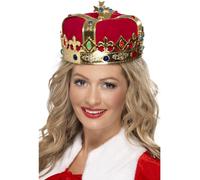 Smiffys Queen's Crown, Red with Jewels, Historical Fancy Dress, Historical Dress Up Hats