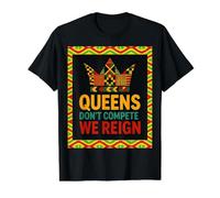 Queens Don’t Compete We Reign Kente Crown African Pride Value Graphic T-Shirt, Men, Black, M