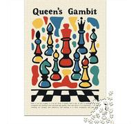 Queens Gambit Chess Art Jigsaw Puzzle for Adults, 1000 Pieces, 52x38cm/1000pcs, Screen-Free Activity, Evening Leisure And Puzzle Lovers