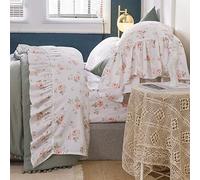 Queen's House Shabby Floral Bed Sheet Set 4-Piece Queen Size French Country Bed Sets