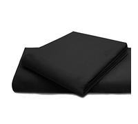 Queens Land Home Easycare & Long Lasting Pollycotton Flat Sheets. (Black, Pillow Pair)