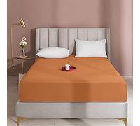 Queens Land Home Extra Deep 16"(40cm) Non Iron Percale Plain Pollycotton Fitted Sheet-(Double, Latte)