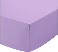 Queens Land Home Extra Deep 16"(40cm) Non Iron Percale Plain Pollycotton Fitted Sheet-(Double, Lilac)