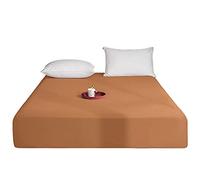 Queens Land Home Extra Deep (40cm) Easycare & Long Lasting Pollycotton Fitted Sheet. (Latte, Pillow Pair)