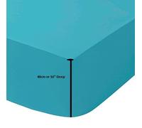 Queens Land Home Extra Deep (40cm) Easycare & Long Lasting Pollycotton Fitted Sheet. (Teal, King)