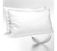 Queens Land Home New Duck Feather Filled Pair of Pillows & 100% Cotton Feather Proof Cover. (Set of 2)