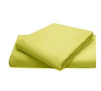 Queens Land Home Non Iron Percale Pollycotton Flat Sheet (Double, Lemon)