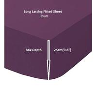 Queens Land Home Plain Dyed Non Iron Percale Pollycotton Fitted Sheet-Single Plum