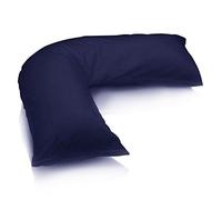 Queens Land Home Plain Polycotton V-Shaped Pillow Cover of Nursery Orthopedic Maternity Pregnancy Pillow for Comfort & Support (Navy Cover Only)