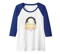 Queens of Halloween: Spooky Witch Night Moon Party Raglan Baseball Tee, Women, Royal Blue/White, M