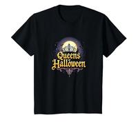 Queens of Halloween: Spooky Witch Night Moon Party T-Shirt, Kids, Black, 4 Years