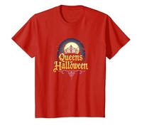 Queens of Halloween: Spooky Witch Night Moon Party T-Shirt, Kids, Red, 3 Years